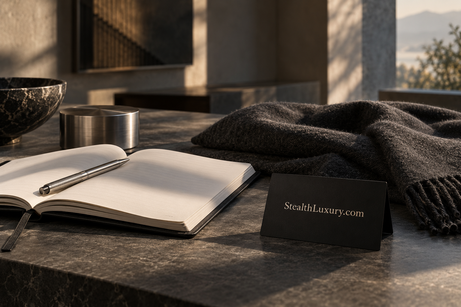 Brushed metal and soft graphite still life for the StealthLuxury.com sale story